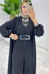 Siyah Premium Silva Tulumlu Abaya Takım Tesettür Giyim