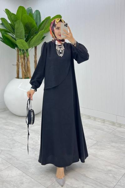 Siyah Premium Paris Elbise Tesettür Giyim