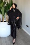 Siyah Premium Fatma Payetli Etek Takım Tesettür Giyim