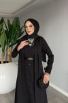 Siyah Premium Pera Elbise Ferace Tesettür Giyim