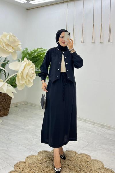 Siyah Selis Etek Takım Tesettür Giyim
