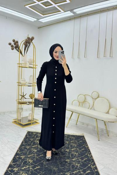 Siyah Suzan Triko Elbise Tesettür Giyim