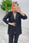 Siyah Tek Düğme Ceket Takım Tesettür Giyim
