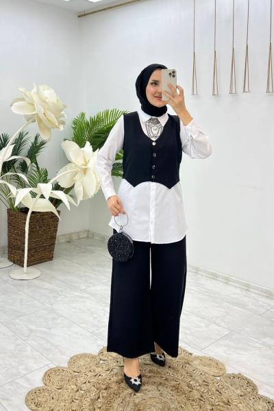 Siyah Üçlü Kader Takım Tesettür Giyim