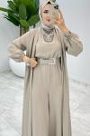 Taş Premium Silva Tulumlu Abaya Takım Tesettür Giyim