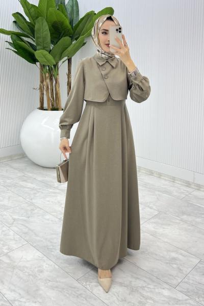 Toprak Sevgi Yelekli Elbise Takım Tesettür Giyim
