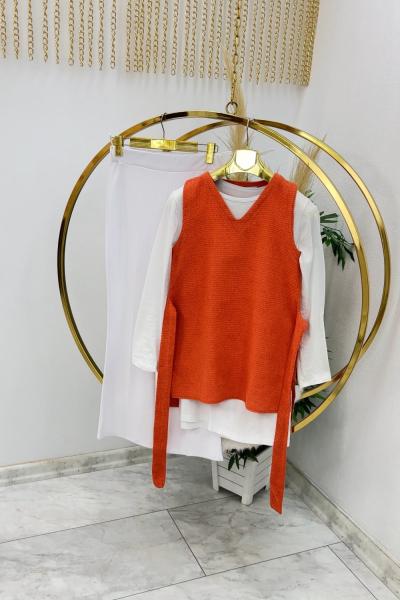 Turuncu Tuvit Süveter Tesettür Giyim