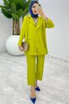 Yeşil Tek Düğme Ceket Takım Tesettür Giyim