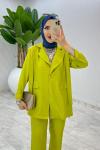 Yeşil Tek Düğme Ceket Takım Tesettür Giyim