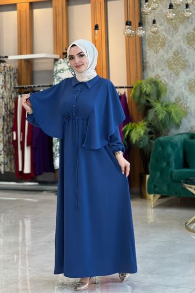 Açelya Elbise İndigo mavi indigo