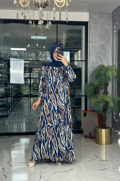 Açelya Elbise-İndigo mavi indigo