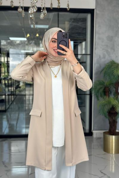 Ahsa İçlik Ceket-Krem Krem