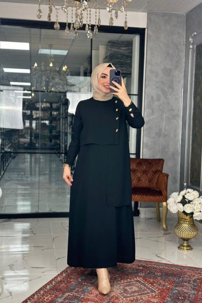 Ahuzar Elbise Siyah Siyah