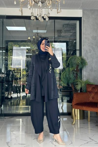 Aliye Üçlü Takım Lacivert Lacivert