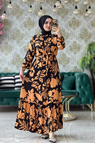 Asena Elbise Turuncu Turuncu