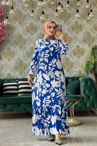 Asena Elbise Saks Mavisi Saks Mavisi