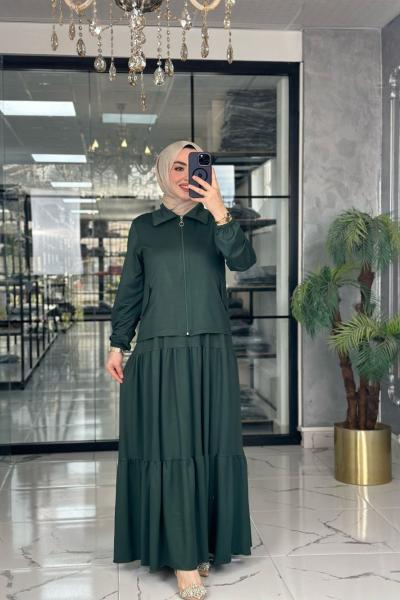 Asiye Ceket Elbise-Yeşil Yeşil