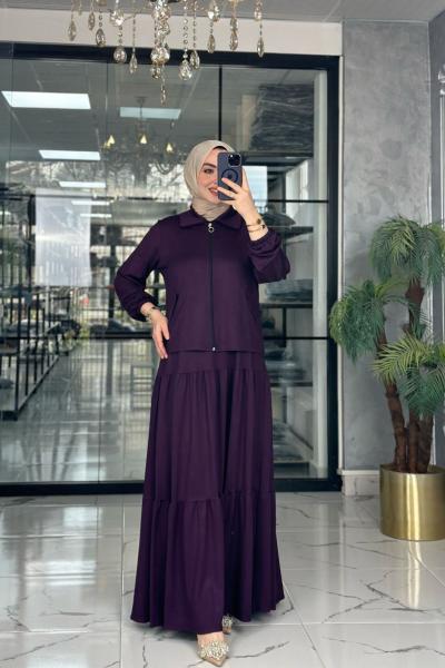 Asiye Ceket Elbise-Mürdüm Mürdüm