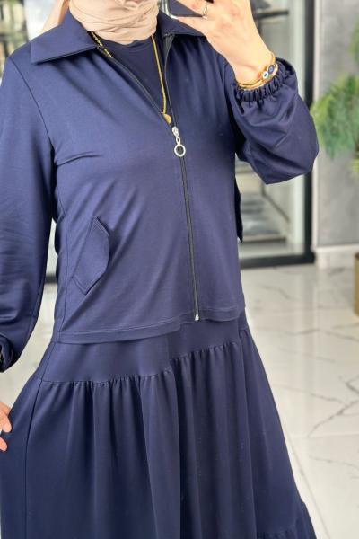 Asiye Ceket Elbise-Lacivert Lacivert