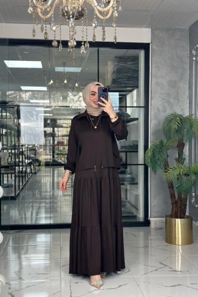 Asiye Ceket Elbise-Acı kahve Acı Kahve