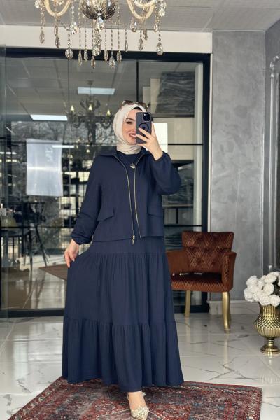 Atiye Elbise Ceket Takım Lacivert Lacivert