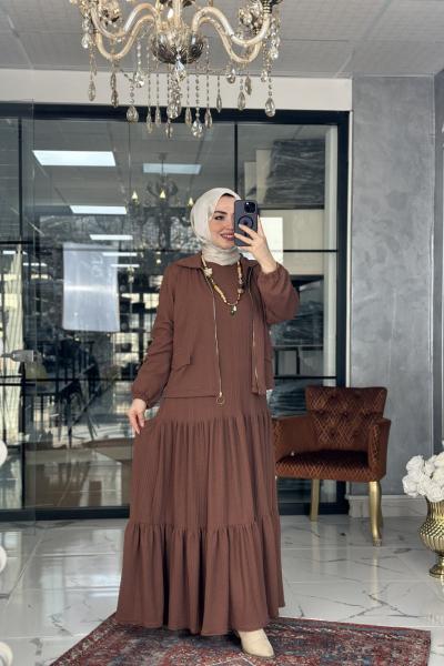 Atiye Elbise Ceket Takım Kiremit Kiremit