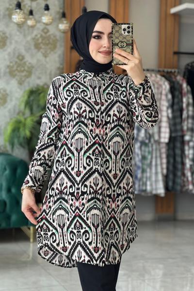 Bahar Gömlek Desenli Siyah