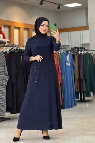 Boncuk Elbise Lacivert