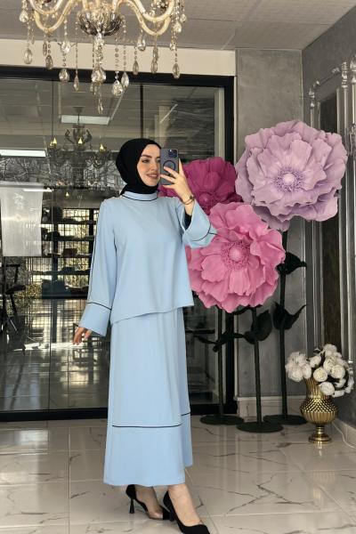 Çağlı Etek Takım Bebe Mavisi Bebe Mavisi