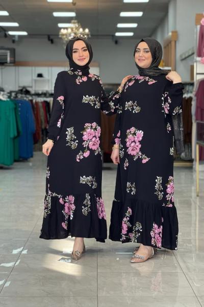 Çiçekli Elbise Pembe Pembe