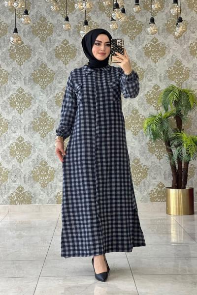 Çift Cepli Ekose Gömlek Lacivert Lacivert