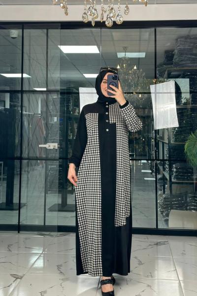 Damla Kazayağı Elbise Siyah Siyah