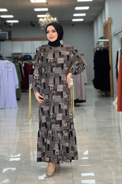 Deren Elbise Siyah Siyah