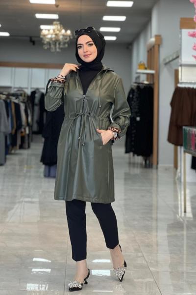 Deri Trenç Haki Haki