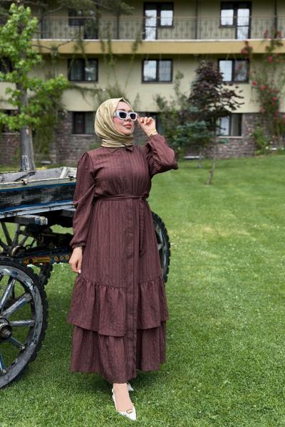 Dilay Elbise Kahverengi Kahverengi