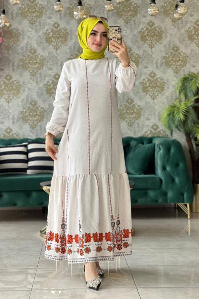 Elif Elbise Beyaz Beyaz