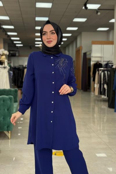 Elisa Pantolon Takım-İndigo mavi indigo