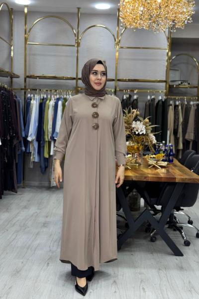 Gizli Düğmeli Gömlek Vizon Vizon