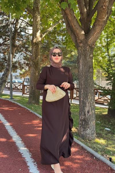 Gözde Elbise-Kahverengi Kahverengi