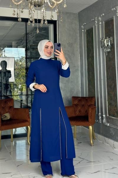 Gözde Pantolon Takım-Saks mavisi Saks Mavisi