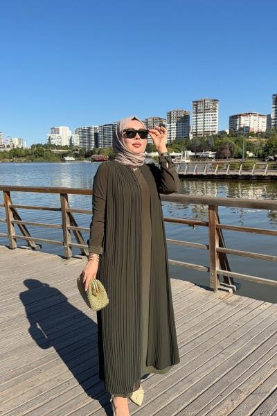 Gülşen Elbise Haki Haki