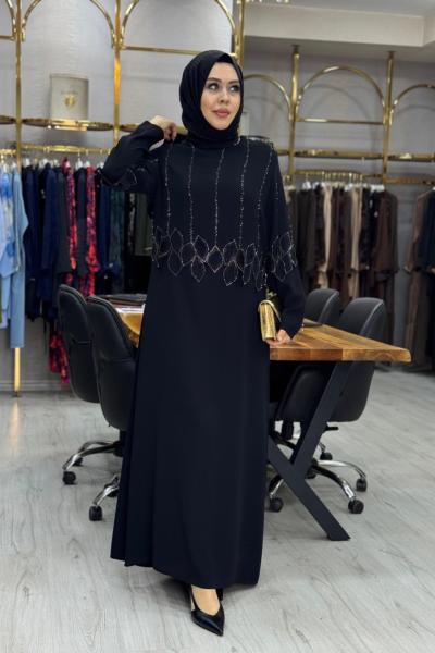 Hazan Abiye Elbise Siyah Siyah