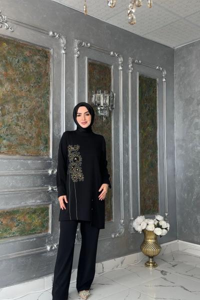 Hilal Pantolon Takım-Siyah Siyah