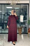 İzgi Elbise Bordo Bordo