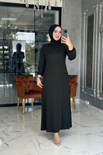 Kazayağı Elbise-Haki Haki