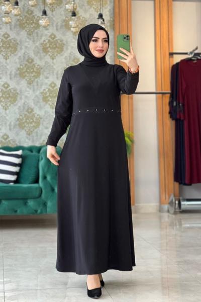 Kemer Detaylı Elbise Siyah  Siyah