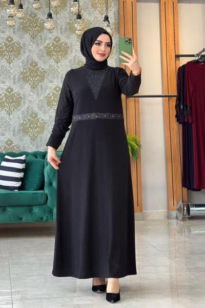 Kemer Detaylı Elbise Gri Gri