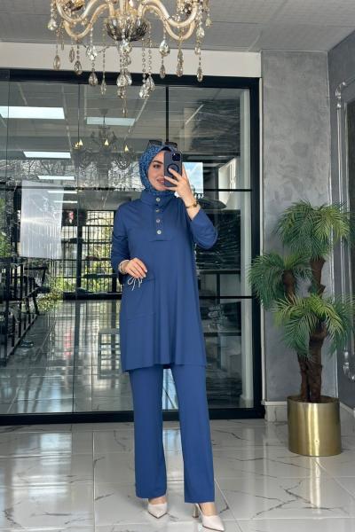 Kübra Takım-İndigo mavi indigo