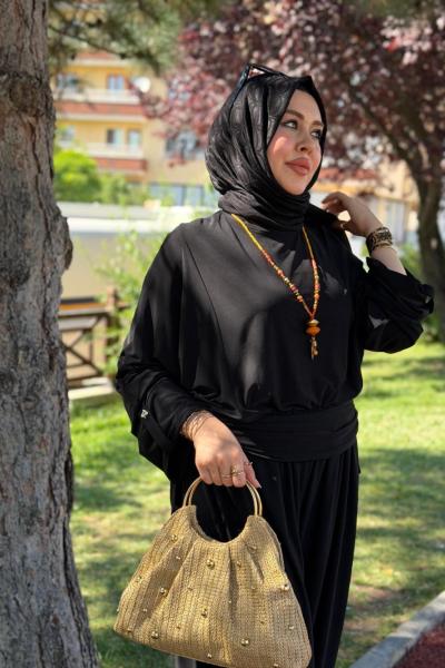 Kumsal şalvar takım-Siyah Siyah