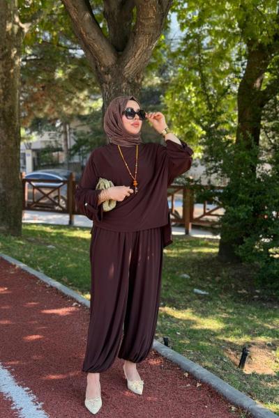 Kumsal şalvar takım-Kahverengi Kahverengi